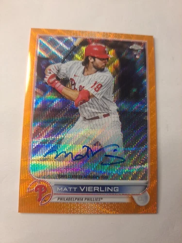 2022 Topps Chrome Matt Vierling RC Auto Orange Wave Refractor /25 Rookie