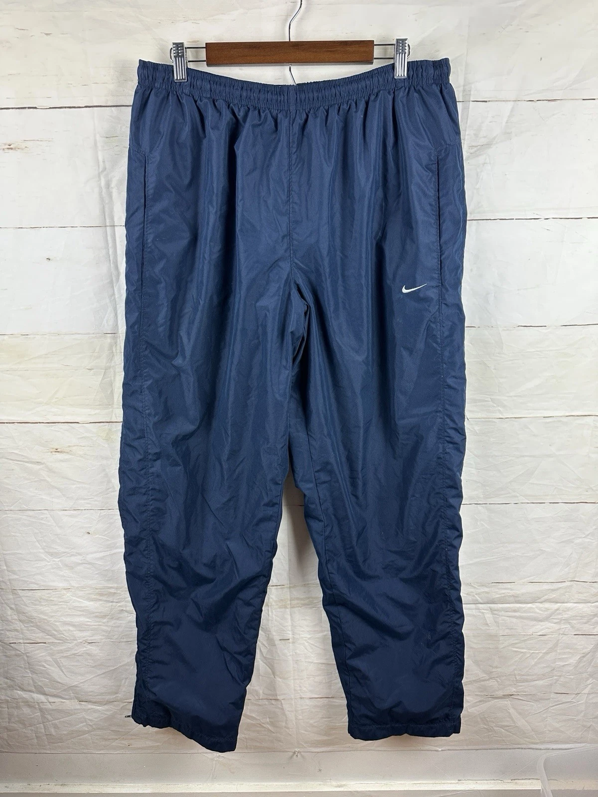 VTG Nike Track Pants Mens 2XL Navy Swishy Baggy Windbreaker Y2K 90s Gray Tag