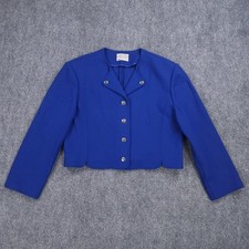 Vintage Pendleton Jacket Womens 16 Blue Wool Cropped Blazer Decretive Buttons