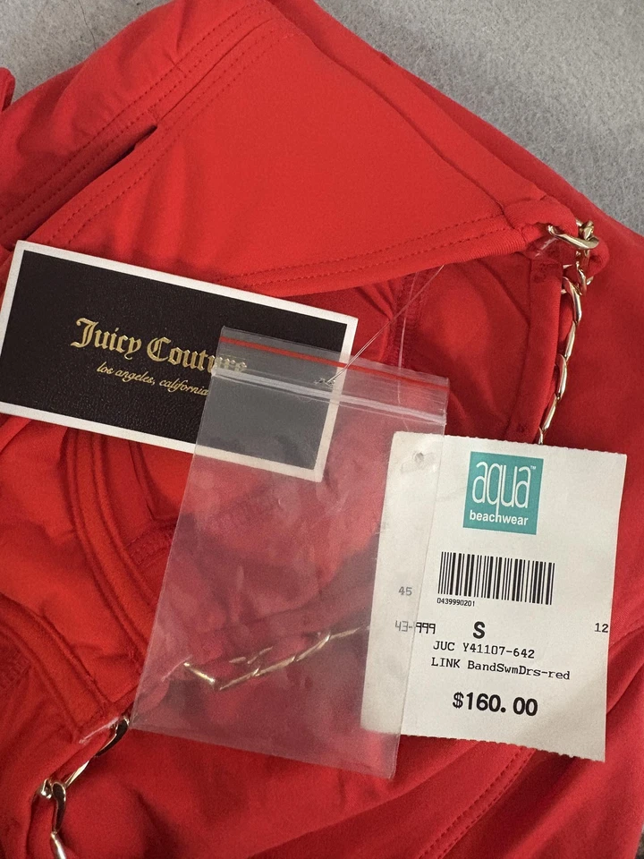 Vestido de baño Juicy Couture para mujer pequeño rojo cadena correa volantes falda una pieza nuevo con etiquetas Foto 2 de 4