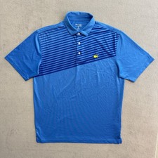 Masters Tech Polo Shirt Medium Men's Short Sleeve Golf Stretch Comfort Blue Logo