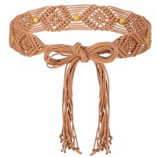 Women's Bohe Rope Braid Waist Belt Bohemian Woven Waist Belt for Women Beaded