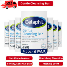 CETAPHIL Gentle Cleansing Bar Soap Nourishing Dry Sensitive Skin 4.5oz, 6-Pack