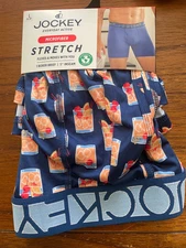 New Jockey Men's Navy Drink Microfiber Stretch Underwear Boxer Brief  M L