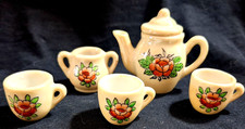 Mini Porcelain Tea Set Floral Teapot  Cups Decorative Trinket Display Vintage