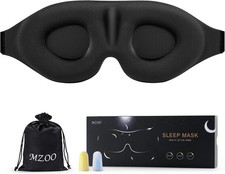 MZOO Luxury Sleep Eye Mask for Side Sleeper Men Women, Zero A-black