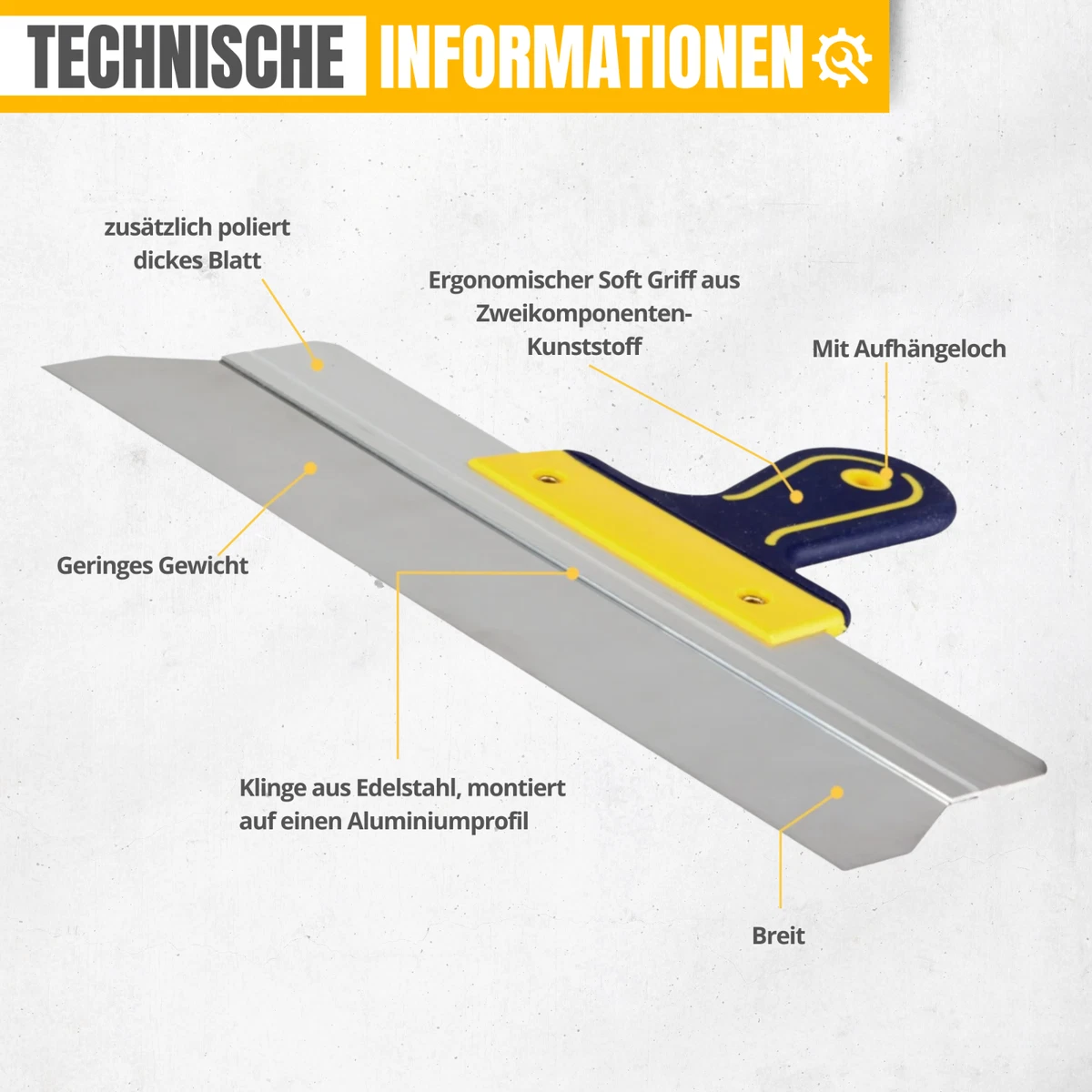 PROFI Fassadenspachtel Flächenspachtel Flächenrakel Breit Dekorspachtel Spachtel