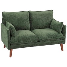 HOMCOM 2 Seater Sofa, Modern Loveseat with Spring Cushions, Wide Seat, Green