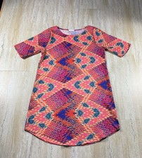 Everly Dress Womens M Multicolor Geometric Short Sleeve Shift Mini Made in USA