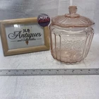 Vintage 1930's Anchor Hocking Pink Depression Glass Mayfair Cookie Jar