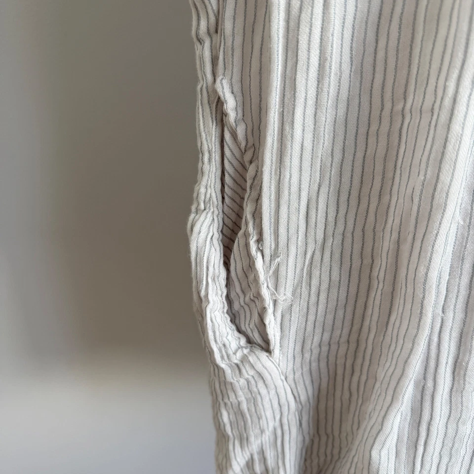 Vestido túnica bordado algodón a rayas beige L Free People para mujer Foto 4 de 4