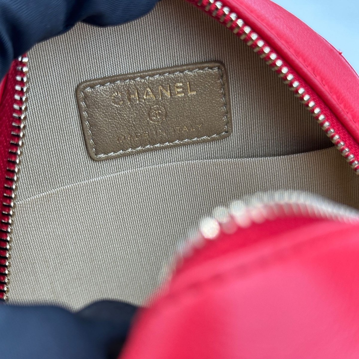 CHANEL Classic Circle Gold Ball Tambourine Bag Lambskin Red