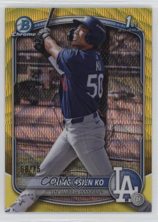 2025 Bowman Chrome Prospects Yellow Wave Refractor /75 Ching-Hsien Ko #BCP-224