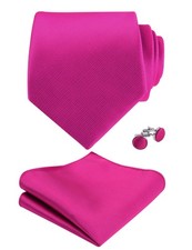 Men's 3.15 inch Solid Color Necktie with Pocket Square Set for Wedding Party