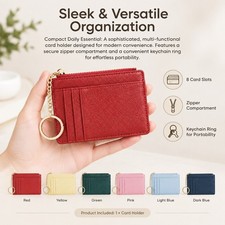 Minimalist Zipper Card Holder Fits Baellerry Slim PU Leather ID Organizer Pouch
