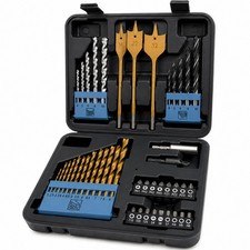 Bohrer & Bit Set 46-teilig inkl. HSS Mauerwerk Brad Bohrer Spaten Bits plus Koffer