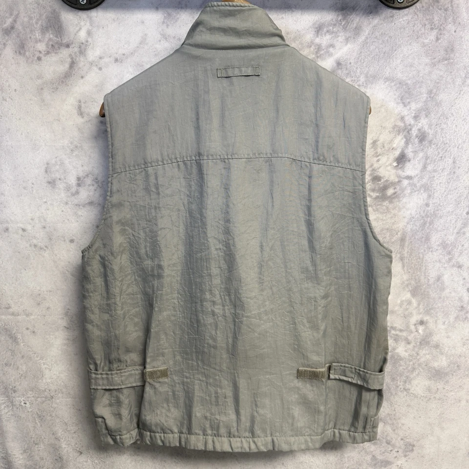 Chaleco utilitario GAP forrado de lana acolchado cremallera completa de nailon gris pesca pequeño 22x24 Foto 2 de 4