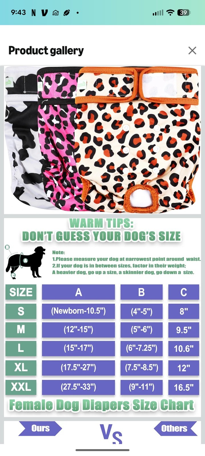 wegreeco Washable Female Dog Diapers (Pack of 3) - S