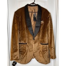Mage Male 2XL Mens Tux Blazer Smoking Jacket Brown NWT