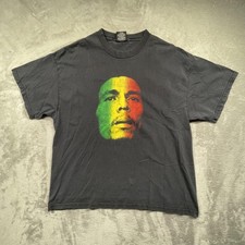 Vintage Zion Rootswear Bob Marley Shirt Mens Big 1X Black Rasta Graphic 90s