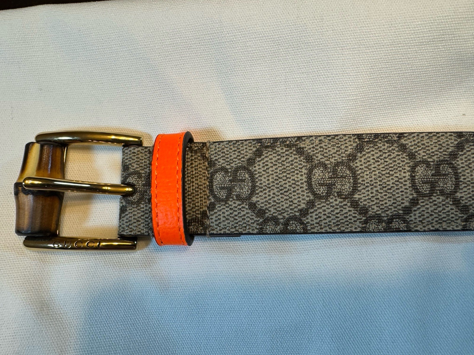 New Gucci Bamboo GG Supreme Logo Belt Size 28 / 70 cm Fits a Waist 26 - 30 thumbnail 9