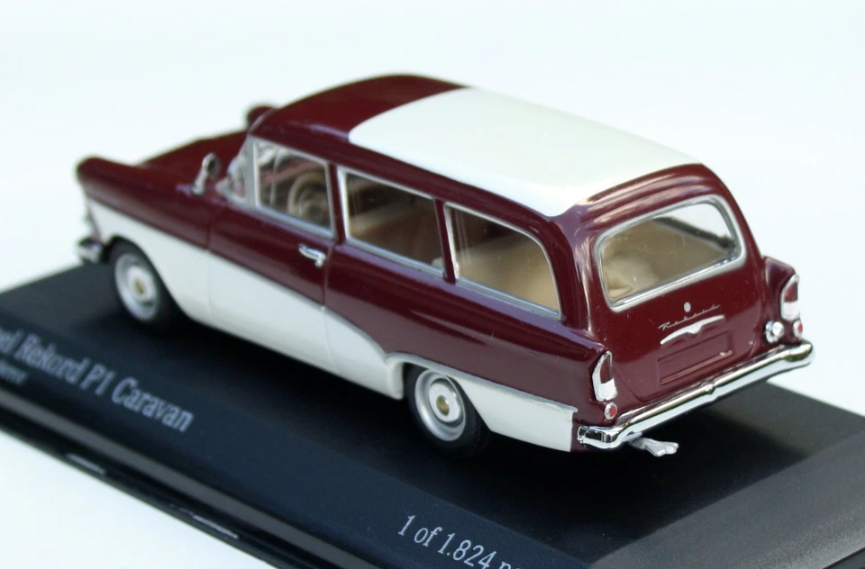 Opel Rekord P1 Caravan Anno 1957-1962, Borgogna, Minichamps In M. 1:43, OVP - Immagine 2 di 4