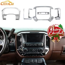 Chrome Console Dash Display Meter Cover Trim Kit For Chevy Silverado Sierra14-18