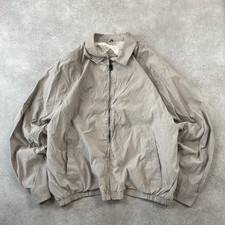 Trader Bay Harrington Jacket Mens XL Vintage Full Zip Lined Bomber, Beige