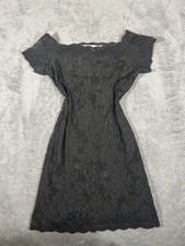 Vtg Victoria's Secret black lace mini dress with floral pattern whimsygoth