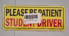Student driver car magnets. yellow, 3 x 9 inches, reflective. 3 pack