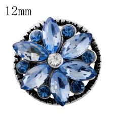 Mini Snap Jewelry Rhinestone Sky Blue Flower fits 12mm Petite Ginger Accessories
