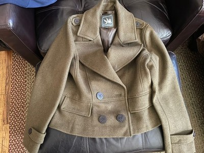 I.Spiewak & Sons Womens Army green Wool Cropped Peacoat Coat Jacket  Size Large