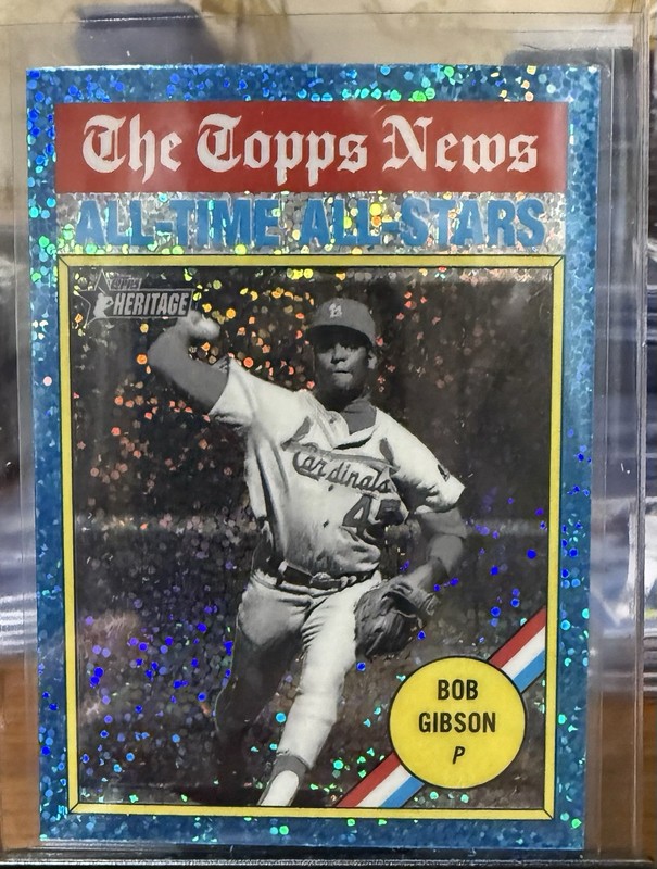 2025 Topps Heritage Bob Gibson - Chrome Light Blue Sparkle Refractor #342- Cards
