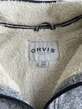 Orvis Pullover Mens XL Gray 1/4 Zip Long Sleeve Sherpa Fleece Lined Thick