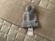BARBOUR SALTBURN BEANIE HAT IN PEARL BLUE BRAND NEW WITH TAG