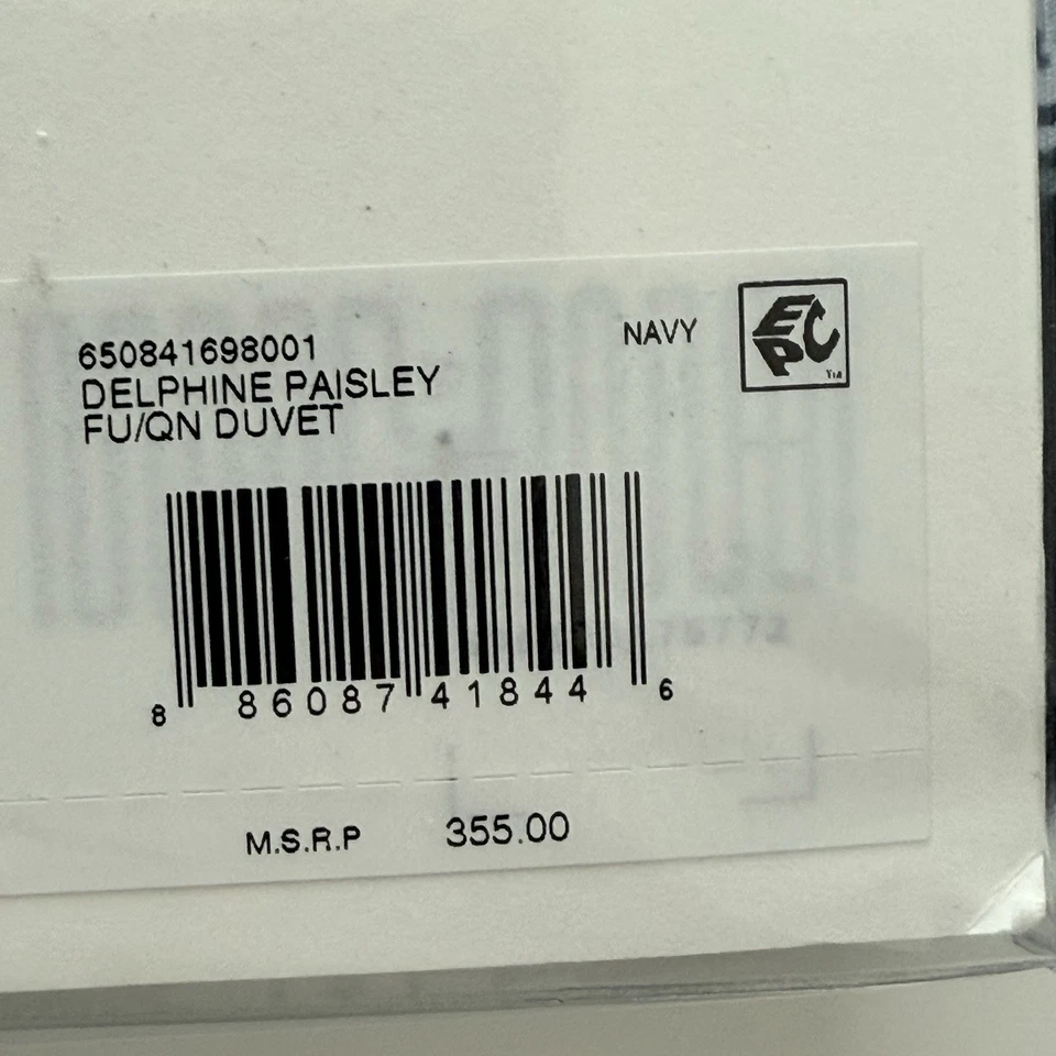 Ralph Lauren Delphine пейсли королева пододеяльник 100% хлопок сатин темно-синий новый с Ярлыками $355 - Изображение 4 из 4