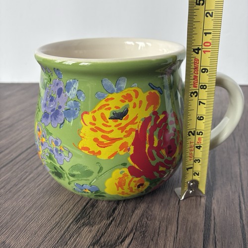 Taza para vientre maceta cerámica prado jardín floral verde mujer pionera rara QVC LEER - Imagen 5 de 6
