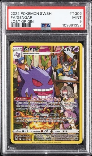 2022 POKEMON SWORD & SHIELD LOST ORIGIN #TG06 FULL ART/GENGAR PSA 9