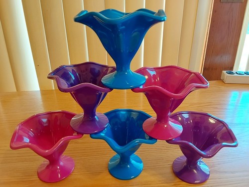 Juego de 6 tazas de helado de melamina para exteriores HD Designs con cucharas rosa azul púrpura - Imagen 3 de 5