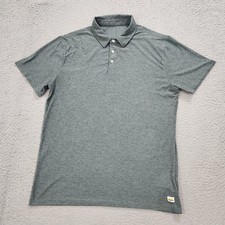 Vuori Polo Shirt Mens Medium Bluegrass Heather Short Sleeve Strato Tech V188