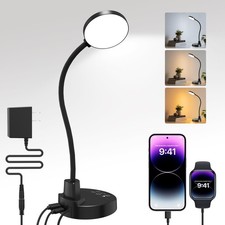 15W LED Desk Lamp with USB Charging Ports   Dimmable Table Lamp with 3 Color ...