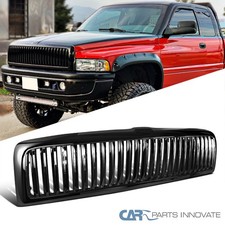 Fit 94-01 Dodge Ram 1500 2500 Glossy Black Abs Vertical Front Bumper Hood Grille Fit 94-01 Dodge Ram 1500 2500 Glossy Black Abs Vertical Front Bumper Hood Grille