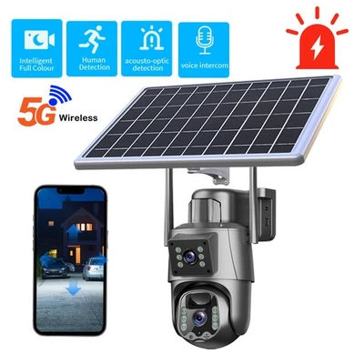SANSCO 5G 8MP Wireless Solar Powered Camera Outdoor WiFi 4K PTZ Home Security Camera