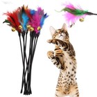5Pcs Cat Pet Toy Kitten Funny Teaser Stick Interactive Wand Feather Bell Rod UK