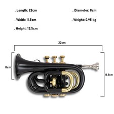 Pocket Trumpet BLACK Plated with Mouthpiece and Case