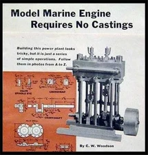 2 Cylinder Steam / Air Engine 1100 rpm No Casting 1953 How-To build PLANS