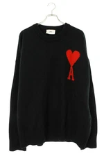 AMI Alexandre Mattiussi Size: SizeXL UKS002.018 Heart logo crew neck knit