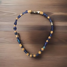 Blue Taupe Beaded 21 Necklace with FREE Matching Dangle Earrings Womans NEW Set