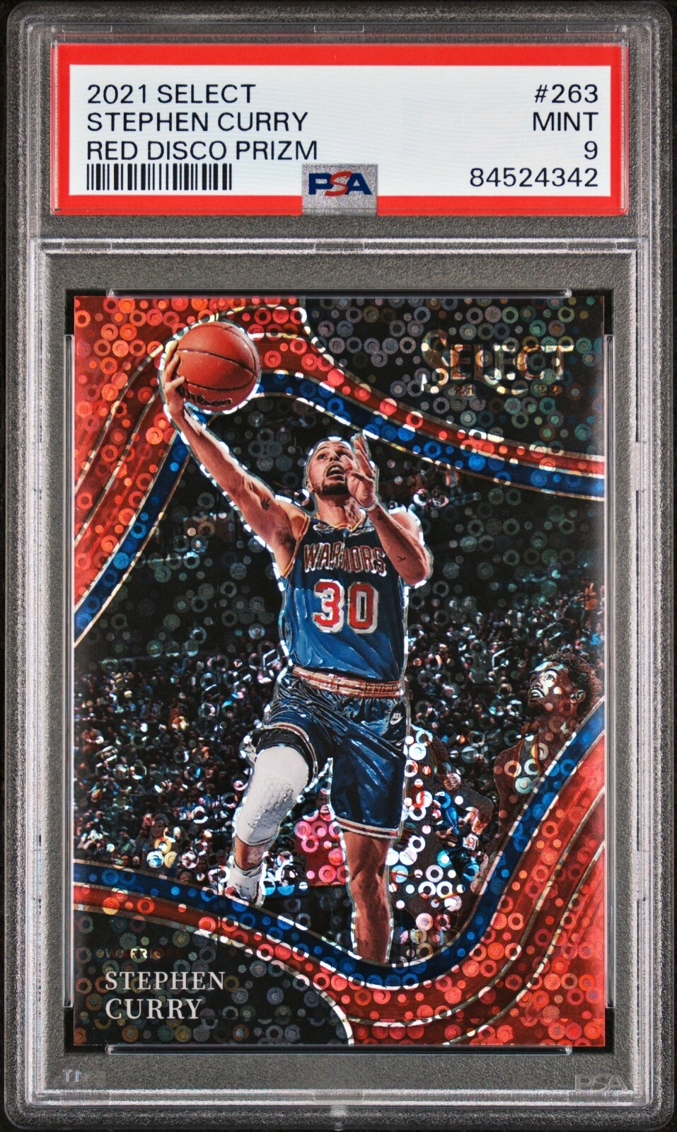 2021 PANINI SELECT 263 STEPHEN CURRY RED DISCO PRIZM /49