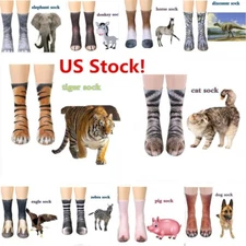 US! 3D Printed Animal Paw Crew Socks Unisex Cosplay Novelty Cotton Socks cat dog
